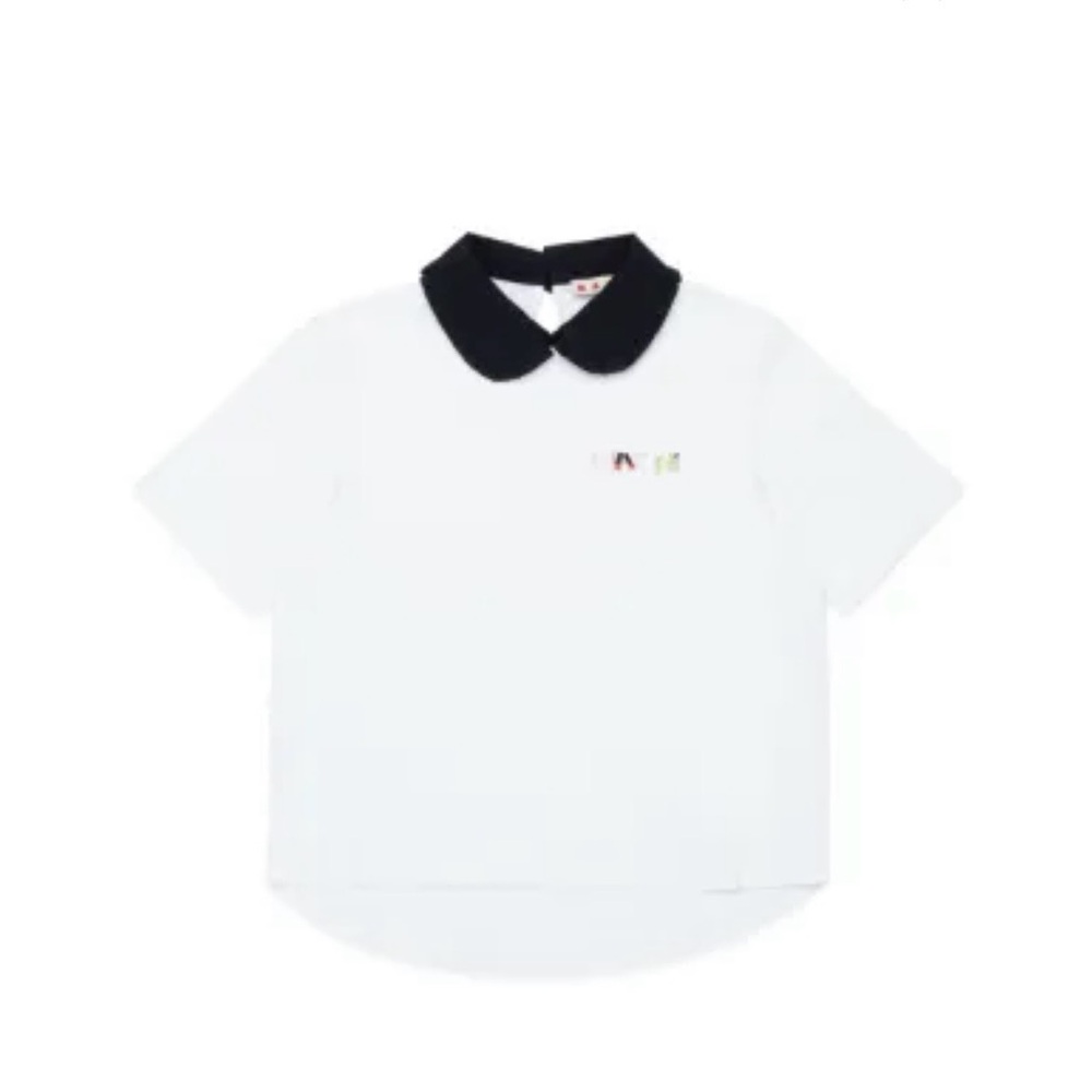 Marni Kids White Polo with Black Collar